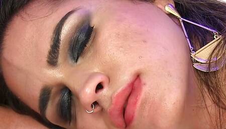 Hot Tranny in Sexy Stockings Amanda Fialho Strokes Her Meat