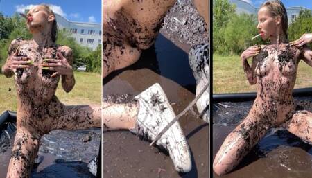 Muddy bath in Nike af while smoking 2 Marlboro 100 at once