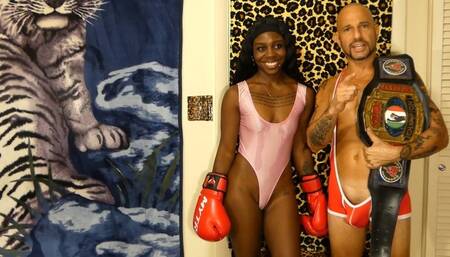 18YO EBONY VS PORNSTAR CHAMPION IN MAN VS WOMEN INTERGENDER MATCH & HARDCORE INTERRACIAL XXX SEX