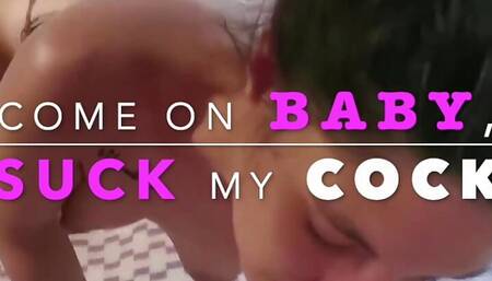 Hot spouse eats cock and performs the perfect blowjob, he cums on her mouth and her delicious tits