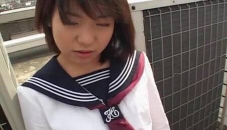 Cute babe Rino Sayaka bathroom blowjob!