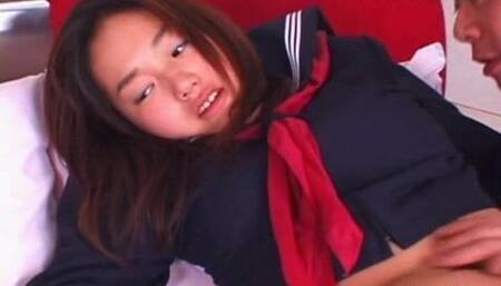 Shy and cute Japanese schoolgirl fucked hard after school