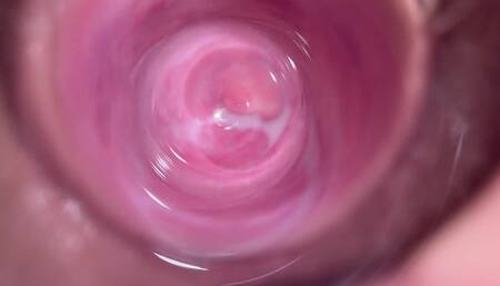 Camera deep inside teen creamy pussy