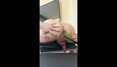 Long toy turns my asshole into a loose pussy