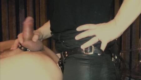 Fucking the cum out of hubby. He cums from anal fucking. Prostate milking.