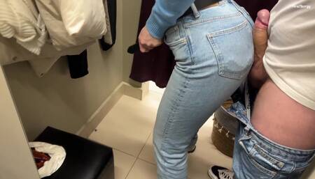 A real creampie in the FITTING ROOM! Cum in my tight pussy while I try on jeans. FeralBerryy