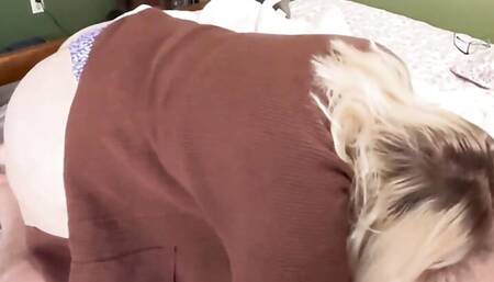 BBW Cheats with the Neighbor Sucking His Cock and Getting Filled with Cum