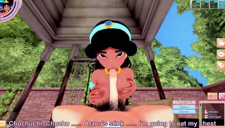 3D/Anime/Hentai, Aladdin: Princess Jasmine takes a Big dick in her ass and pussy !! (POV)