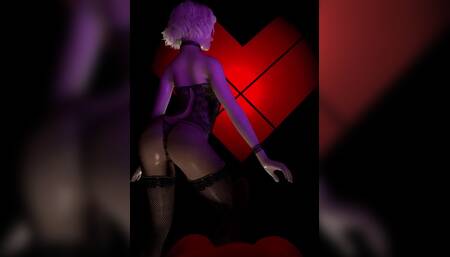 Virt-A-Mate Blonde lingerie red lipstick lap-dance with a little penetration and ass shaking