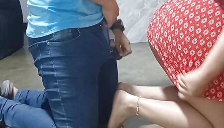 Big ass latina girl gets stuck under the table