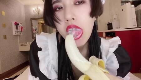 Sexy licks of banana and whipped cream