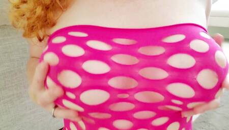 Naughty Step Sister Teases Step Brother And Oils Her Milk White Tits. Then Her Pink Dildo!