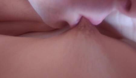 Nipple licking brings her to an orgasm and creampie