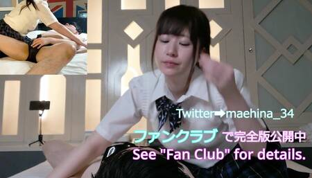 F-cup busty college girl licks a man's face and nose and squeezes sperm with a handjob