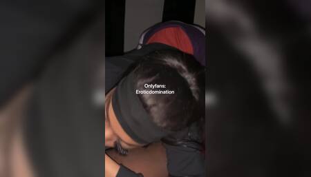 Ebony bitch eating this dick up