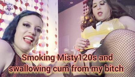Smoking Misty 120s and swallowing cum from my bitch - SFL290