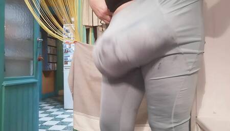 Big Silicone Cock in Spandex Show