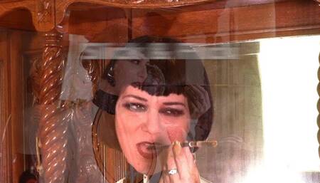 Slick & Flick in HD - Smoking with a Holder in my Latex Catsuit - Femdom - Human Ashtray