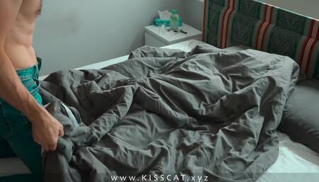 what are you doing? Don't cum inside step mom! stepson fucks blindfolded stepmom