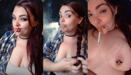 Smoking, getting ready for bed