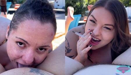 Poolside Pussy Eating and Cigarette Smoking w Sydney Screams