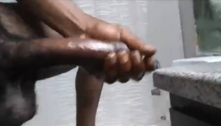 Stroking Rubbing Shaking My Huge Black Cock
