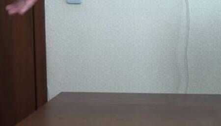 Orgasmic Solo Female Cums Hard on Table After Masturbating with a Rubber Ba