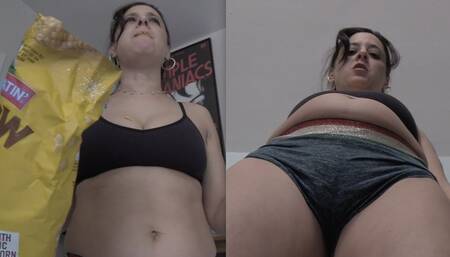 GIANT GIRLFRIENDS HUGE BELLY - Jamie Daniels, Giantess, Big Belly, Growth, Eating, Burping - WMV