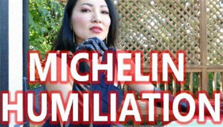 Michelin Humiliation - Mz Kim Public Femdom POV Slave Training Asian Goddess Worship Latex Gloves Sensual Domination WMV