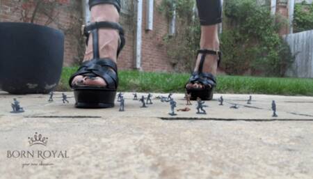 Goddess in platforms crushes little army (voice)