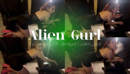Bent over while Smoking a Cork Lucky Strike | Alien Girl