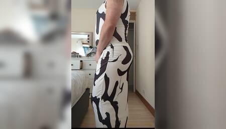 Wanking in my wife's new dress