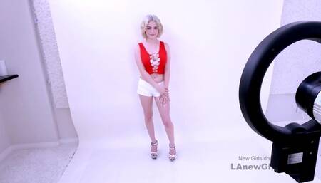 Platinum Blonde goes to audition & swallows cum