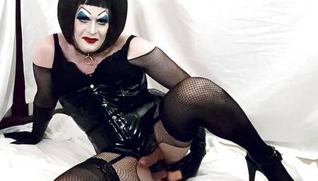 Heavy Makeup Sissy Slut Debra Fucks Herself with Big Dildo