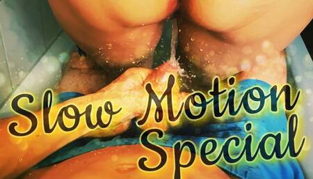 (POV) Close up pissing on your cock while you are jerking in blue boxers (silent slow motion special)