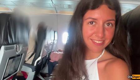 Risky public blowjob on a plane - we got caught!