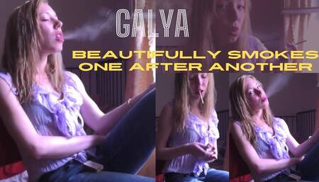 Galya Beautifully Smokes One after Another