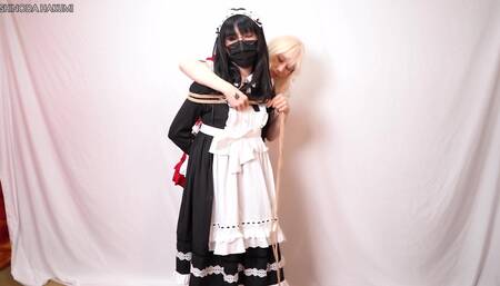 HA37Bondage maid trained with vibrating anal beads and dildo fuck her! Orgasmic squirting!