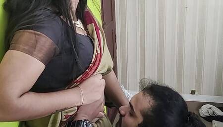 Saree romance part 2 navel lick romance of Vaishnavy and Sharun Raj, Mallu couple hot navel lick, Mallu girl in hot saree navel