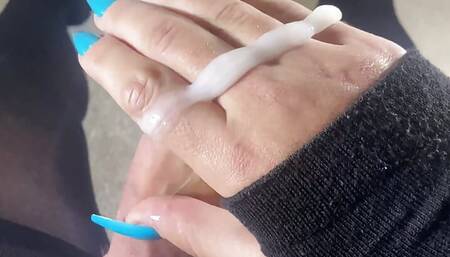 Licking a big load of cum off my fingers
