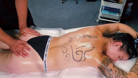 The KINKY masseur pushes the limits of the massage, gives her a toy and puts his penis in her mouth