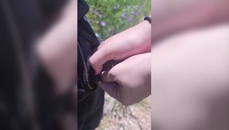  outside in flat chastity cage ????