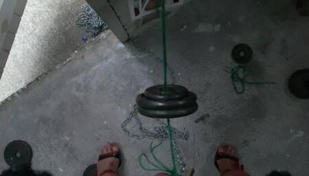 Sissy piggy 5kg ball weight CBT ball busting in its pig shed home angel Scarlett black