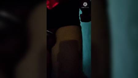 Sissy crossdresser in chastity walking in the streets at night with a fox tail anal plug inside her