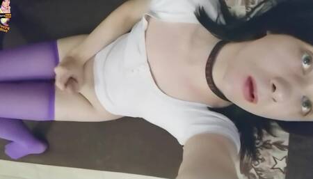 Cute sissy femboy eat cum in chastity