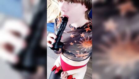 Cute sluty femboy swallow her cum????