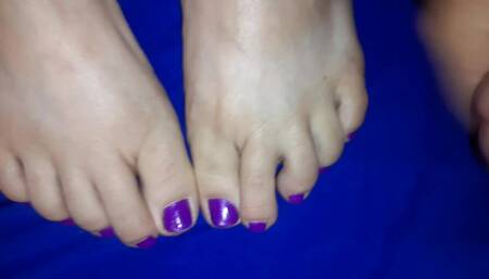 Part 7 of 10, Bbw releasing hubby, cum on my purple toes for the last time before being caged up
