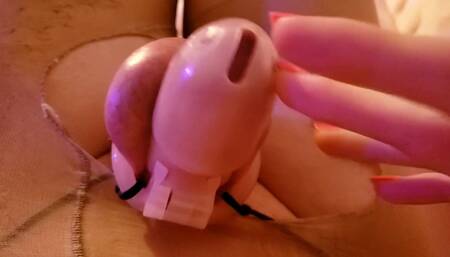 Failing to Stroke Myself through My Cage - Permanently Horny Slut