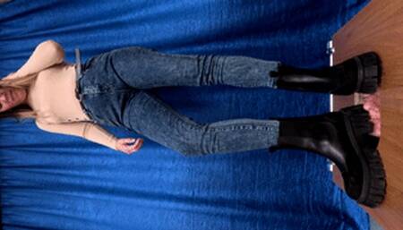 Powerful girl in chelsea boots tramples my floor-face (part 1 of 3), flo668x 2160p
