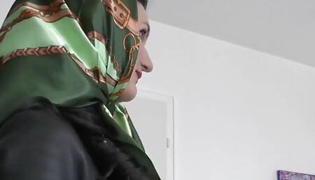 Lady Victoria Valente Satin Headscarves Fashion Show, Leather and Satin, Scarf Queen